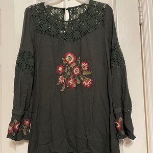 Altar'd State Dark Green Bell Sleeve Dress